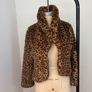 Lucky Brand Brown Leopard Teddy Jacket